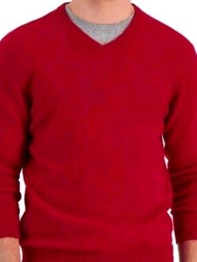 Club Room Men's Cashmere Sweater Bright Red Pullover Size XL